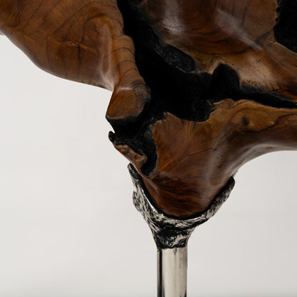 Detailansicht -Teakholz Skulptur – rustikal & handgefertigt, dekorative Figur mit organischem Design für modernes Interior