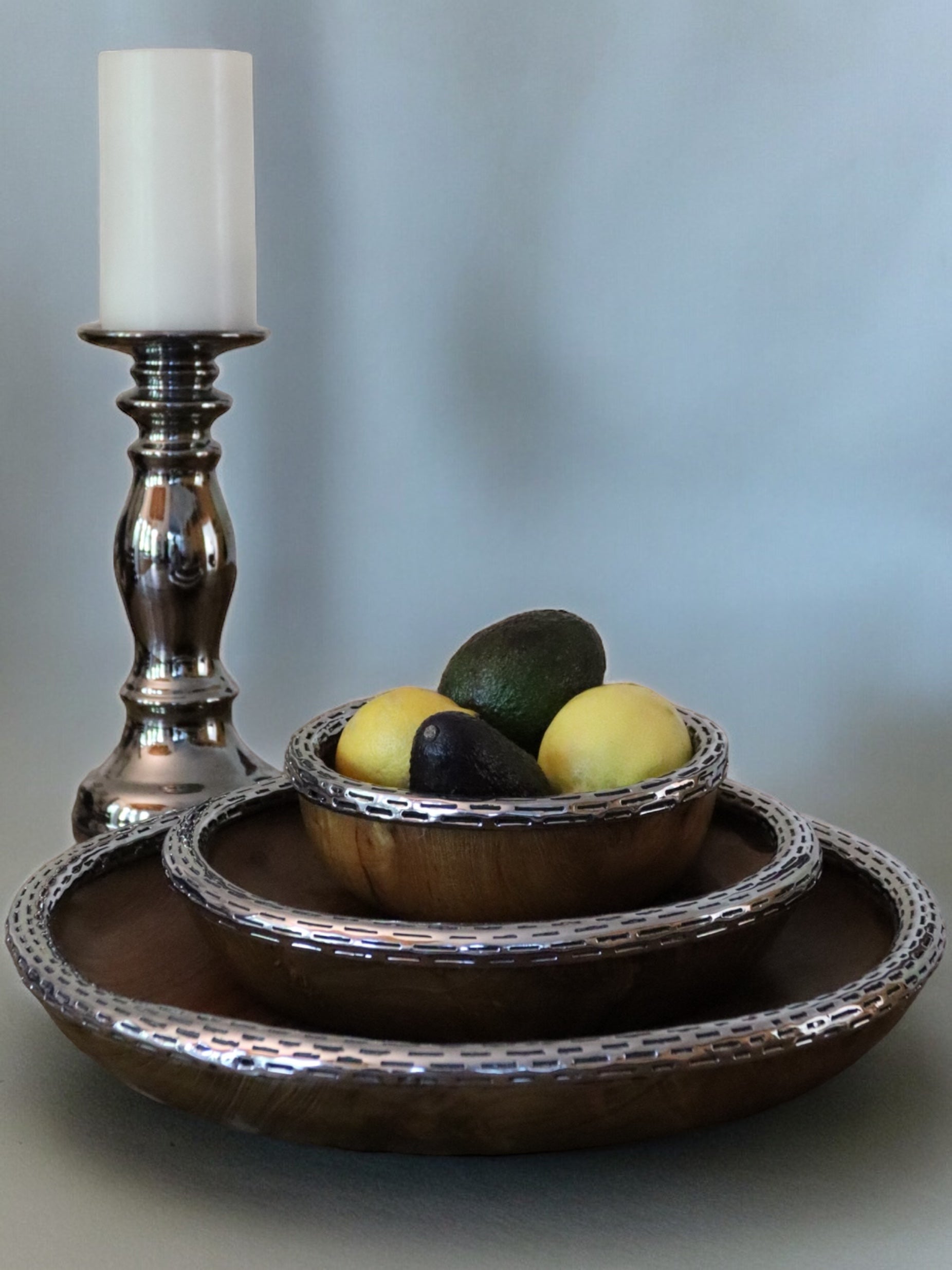 Teakholz Nestschalen-Set mit elegantem Stahlrand – handgefertigte Schalen in 4 Größen, dekorativ für Tisch & Küche