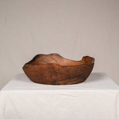Rustikale Teakholzschale handgefertigt – dekorative Holzschale ca. 40 cm für Tisch, Küche & Wohnzimmer