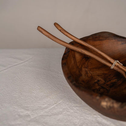 Rustikale Teakholzschale handgefertigt – dekorative Holzschale ca. 40 cm für Tisch, Küche & Wohnzimmer
