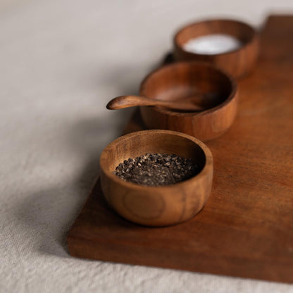 Handgefertigtes Teakholz Gewürzschalen-Set – dekorative Holzschalen für Küche & Tisch