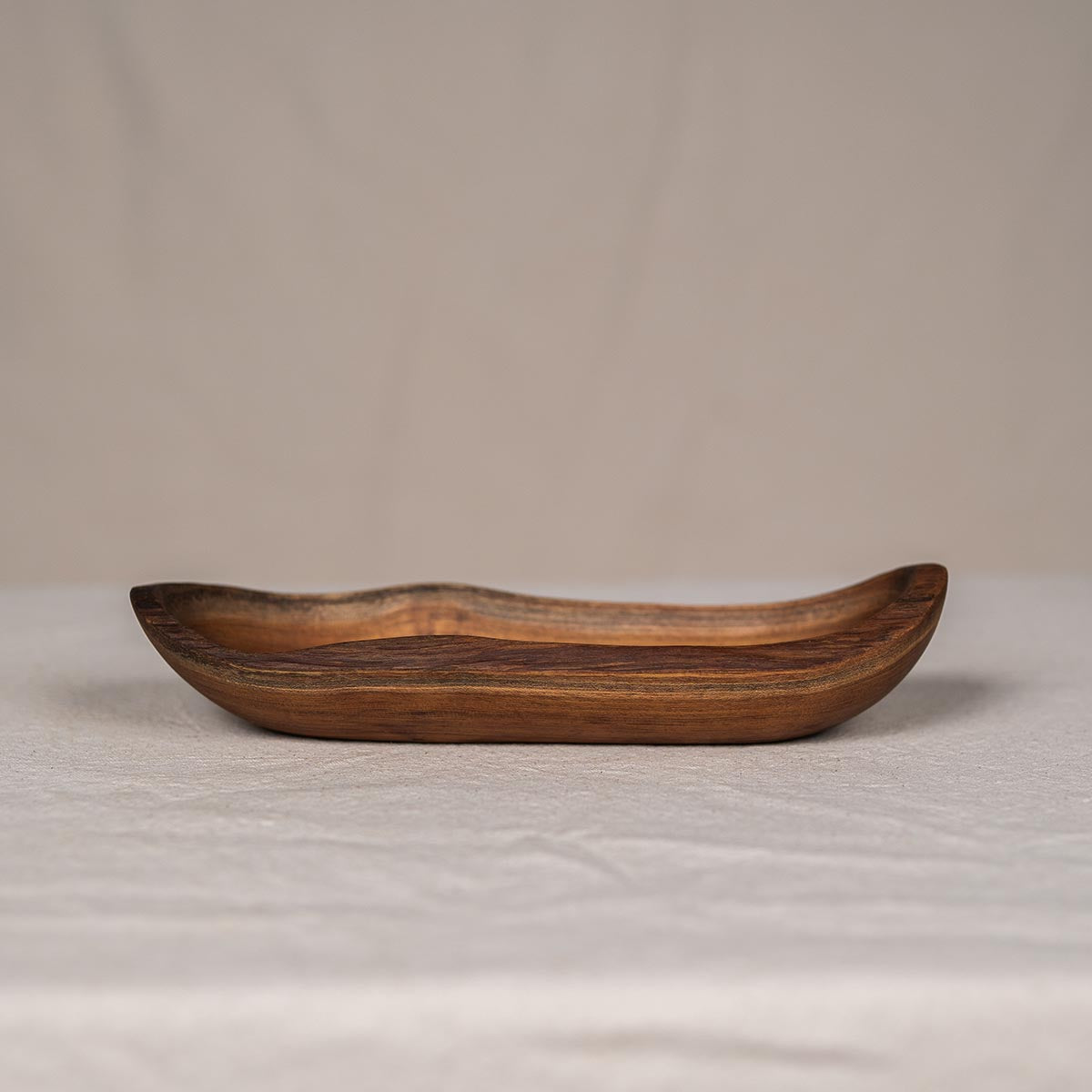 Teakholz Long Bread Bowl "Rustic Elegance" ca.30cm